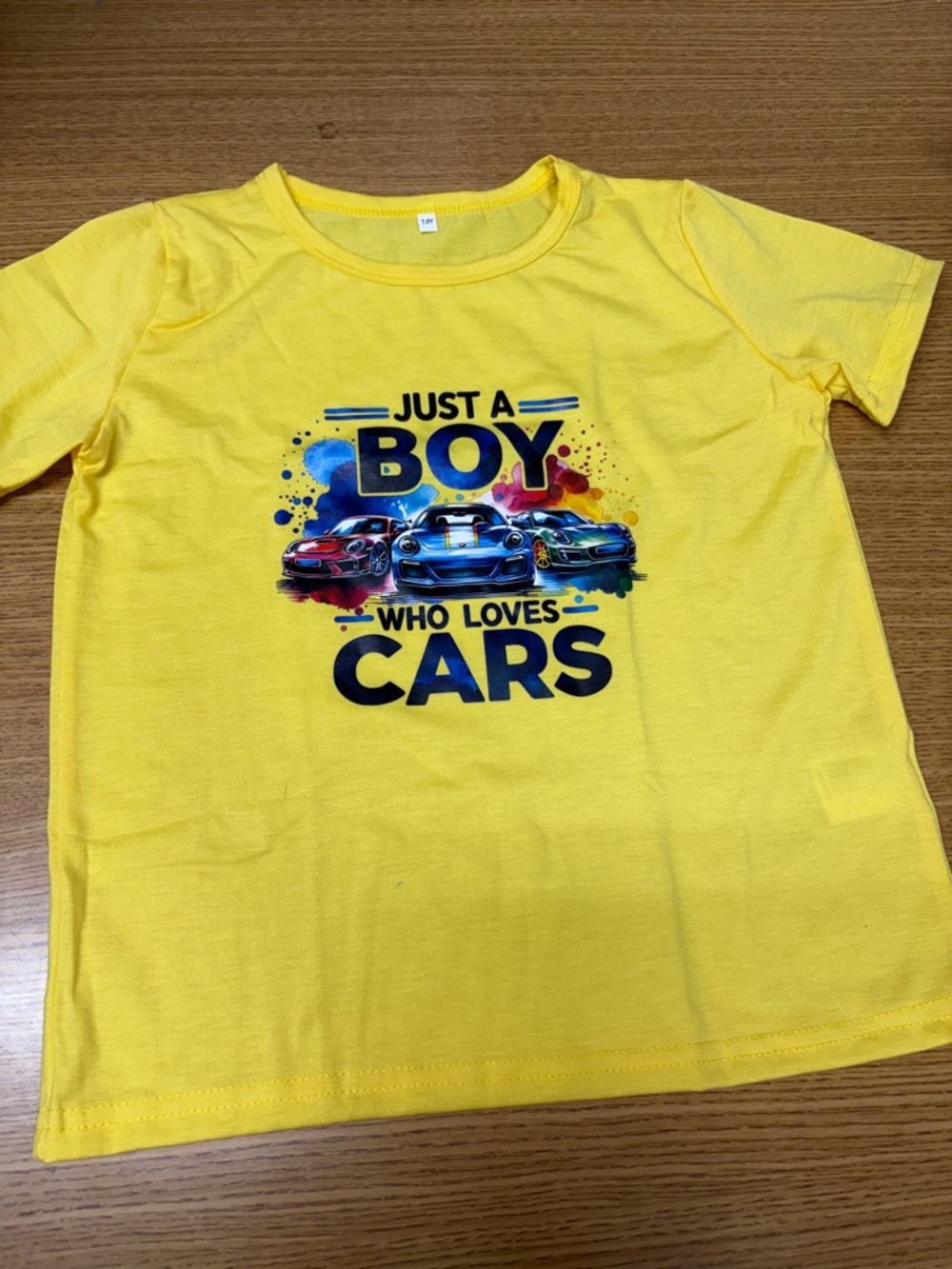 Yellow Boys' Tee - 'Just a Boy Who Loves Cars' Graphic